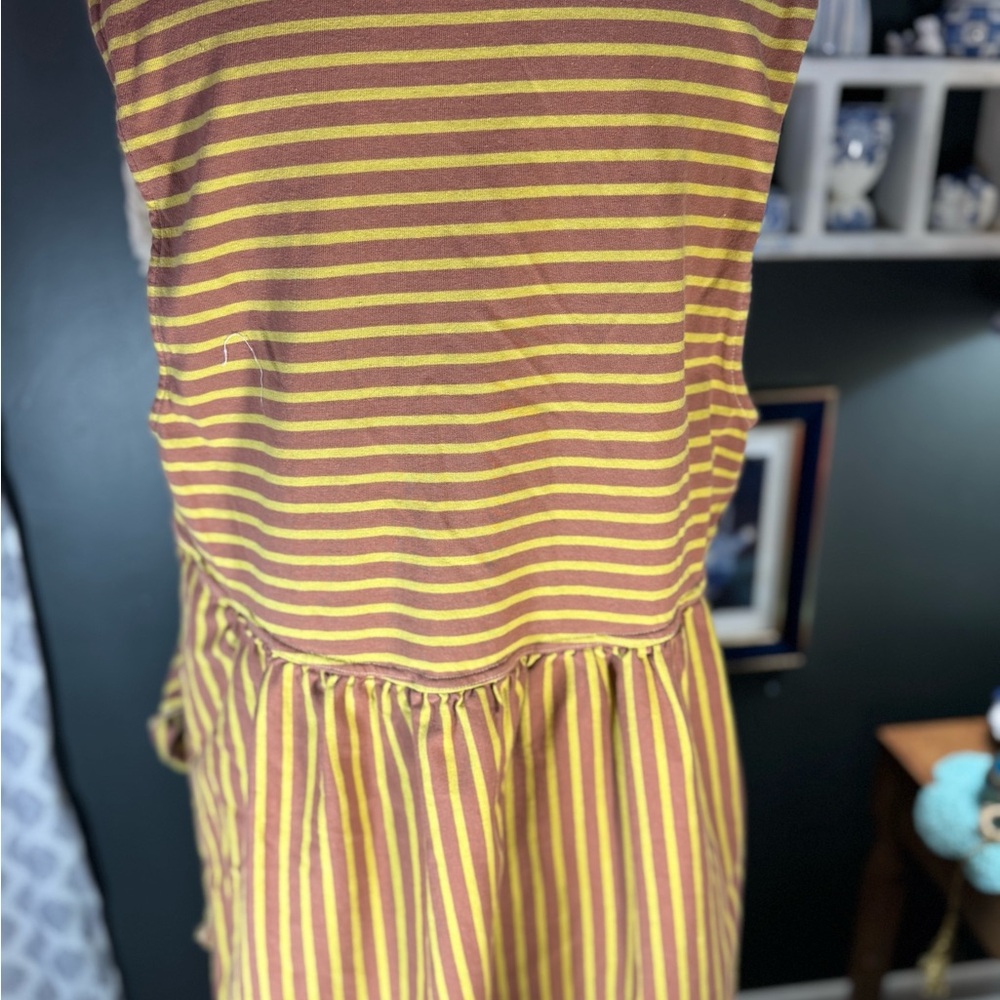 Free People Striped Two-Piece Set – Tank & Wide-Leg Pants – Mustard/Rust XL - Picture 4 of 6